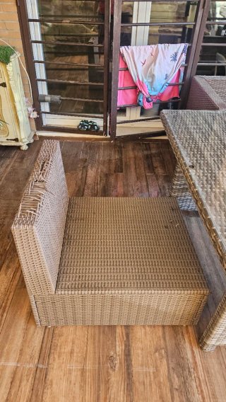 Conjunto Ratan Mesa Cristal Jardín