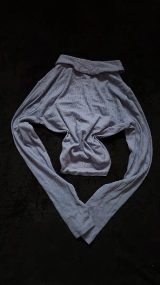Camiseta manga larga canalé fruncida