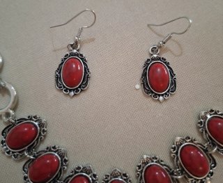 Set gioielli etnico rosso e argento