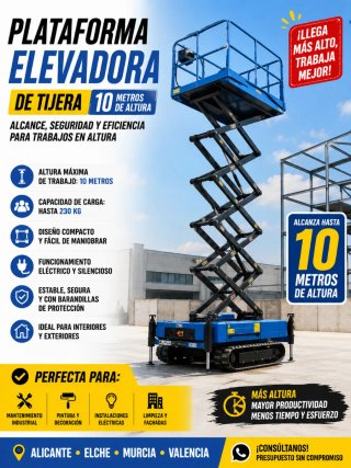 PLATAFORMA ELEVADORA DE TIJERA – HASTA 10 METROS