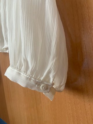 Blusa Zara Volantes Encaje Blanca Talla S