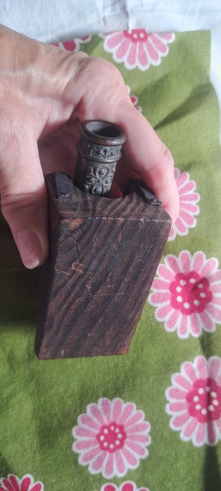 Cannone decorativo legno e ottone