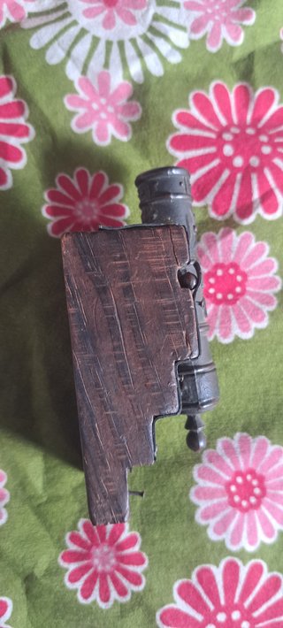 Cannone decorativo legno e ottone