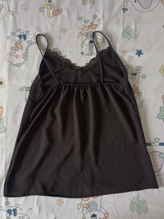 Camiseta tirantes negra encaje mujer M