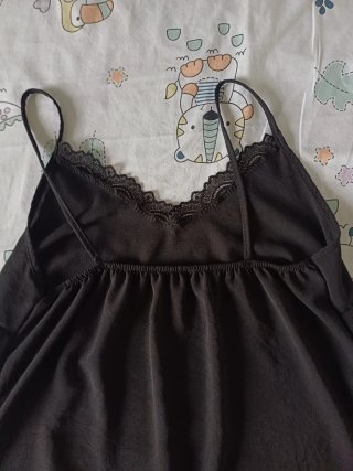 Camiseta tirantes negra encaje mujer M