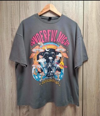 Camiseta gris manga corta oversize Shein L gráfico