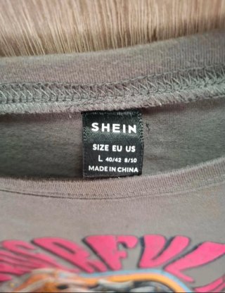 Camiseta gris manga corta oversize Shein L gráfico