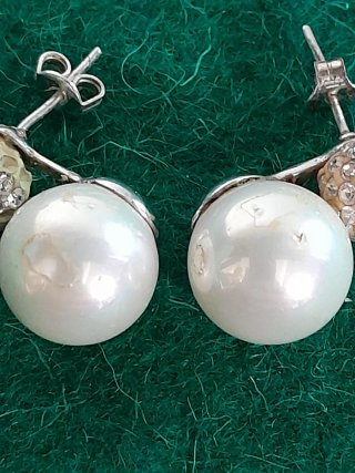 Pendientes Plata Perla y Circonitas