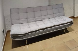 Sofá Cama Gris Tela y Metal