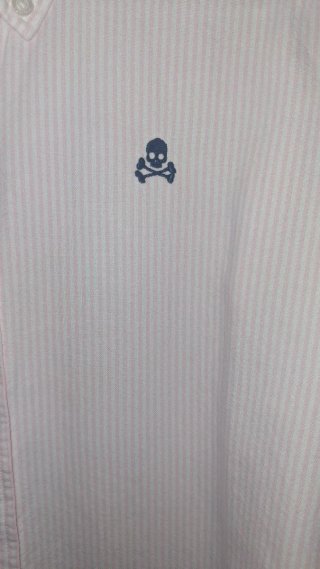 Camisa Scalpers. Rayas Rosas. Talla 14