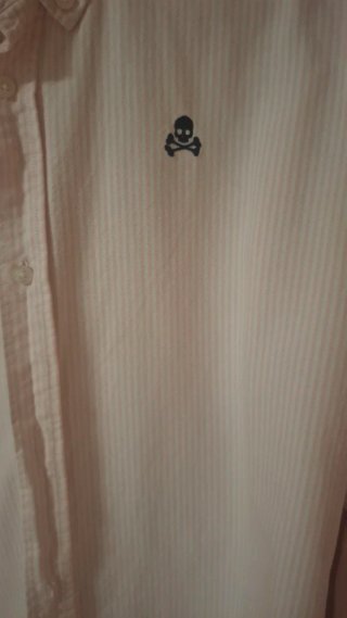 Camisa Scalpers. Rayas Rosas. Talla 14