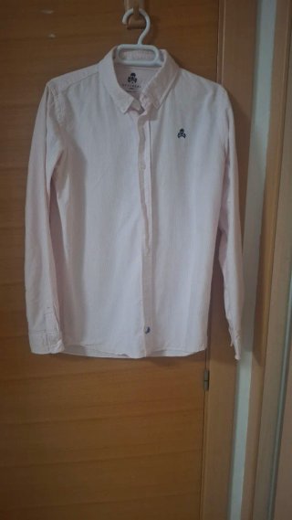 Camisa Scalpers. Rayas Rosas. Talla 14