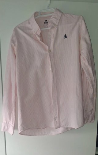 Camisa Scalpers. Rayas Rosas. Talla 14