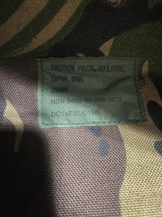 british army patrol pack NI IRR dpm