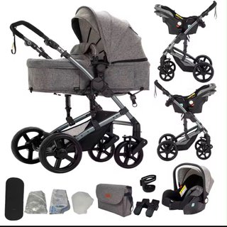 Carrito de bebé 3 piezas gris