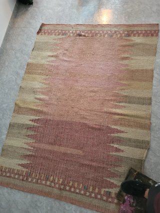 Alfombra SABA yute del Corte Inglés Beige y Rosa