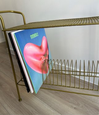 Mueble Vinilos Vintage Dorado Metal
