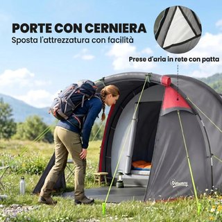 Tienda Campaña 2 Personas Plegable con Vestíbulo