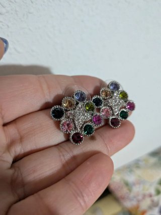 Pendientes florales con piedras multicolor