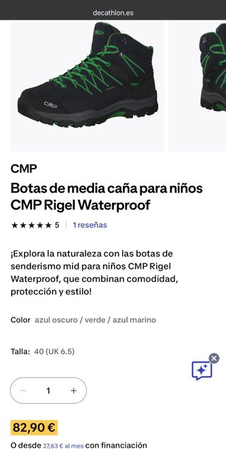 Botas CMP Rigel Waterproof Niños Azul/VerdeT30