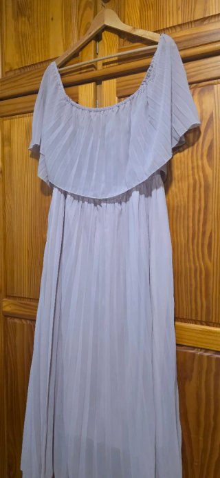 Vestido morado/lila grisaceo plisado