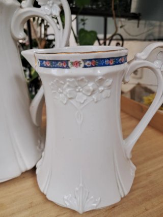 Jarra café y lechera Art Déco porcelana