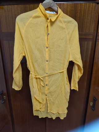 Camisa vestido naranja transparente