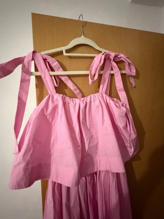 Vestido Zara rosa popelín Talla S