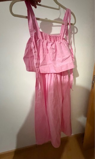 Vestido Zara rosa popelín Talla S