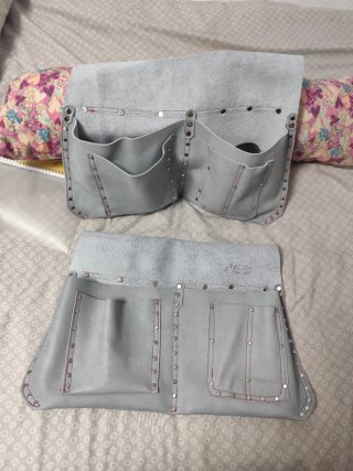 Cinturón de trabajo de cuero gris