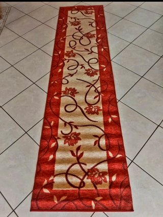 Tappeto cucina 57x240 cm rosso e beige