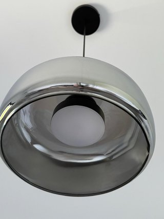 Lámpara colgante LED cristal gris y metal
