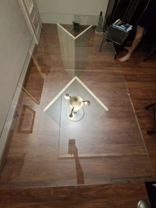 Mesa Comedor Cristal y Piedra Beige