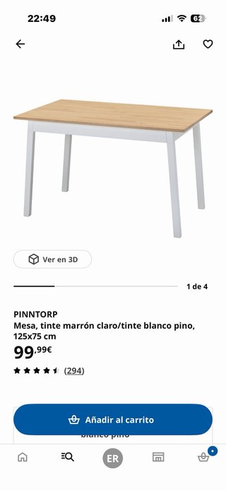 Mesa de comedor madera y patas blancas