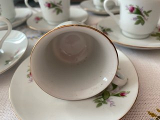 Conjunto 6 Chávenas Café Flores Dourado