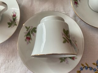 Conjunto 6 Chávenas Café Flores Dourado
