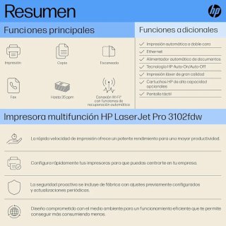 Impresora HP Láser Pro MFP 3102fdw