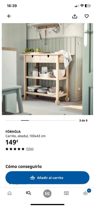 Carrito Auxiliar Cocina IKEA Madera