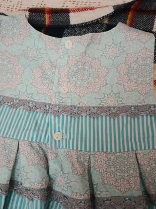 Vestido niña azul y blanco