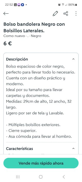 Bolso bandolera negro.