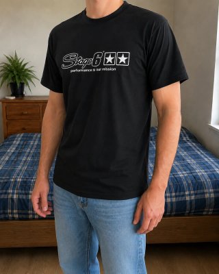 Camiseta Stage6 negra – Scooter Racing / Tuning