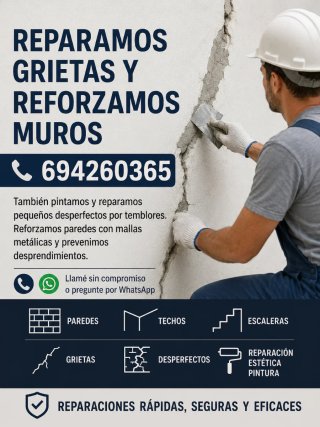 Reparación de grietas y desprendimientos.