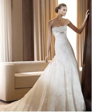 Vestido Pronovias Plata y Blanco
