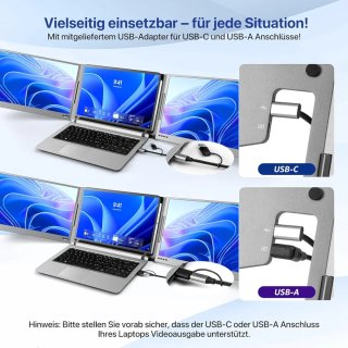 Triplo schermo portatile con doppio monitor da 15,6"