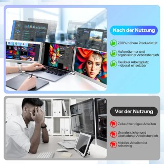 Triplo schermo portatile con doppio monitor da 15,6"