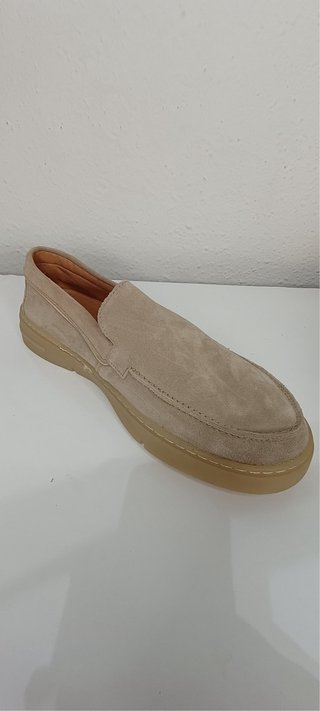 Mocasines Mango Piel Serraje Beige