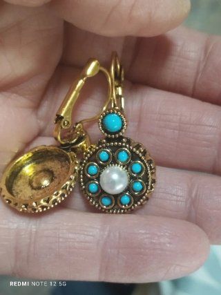 Pendientes Vintage Chapados en Oro Turquesa