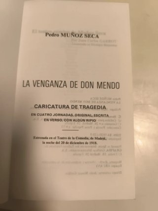 La venganza de don Mendo. Muñoz Seca.