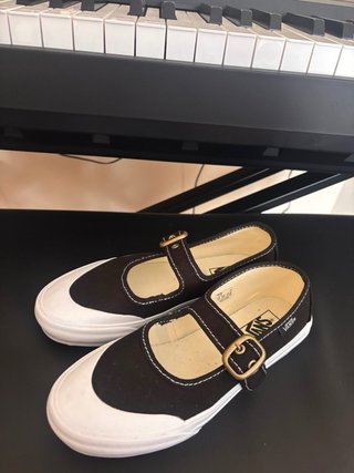 Vans Bailarinas Negro Blanco Hebilla