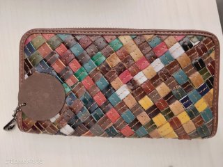 Borsa e portafoglio in vera pelle intrecciata